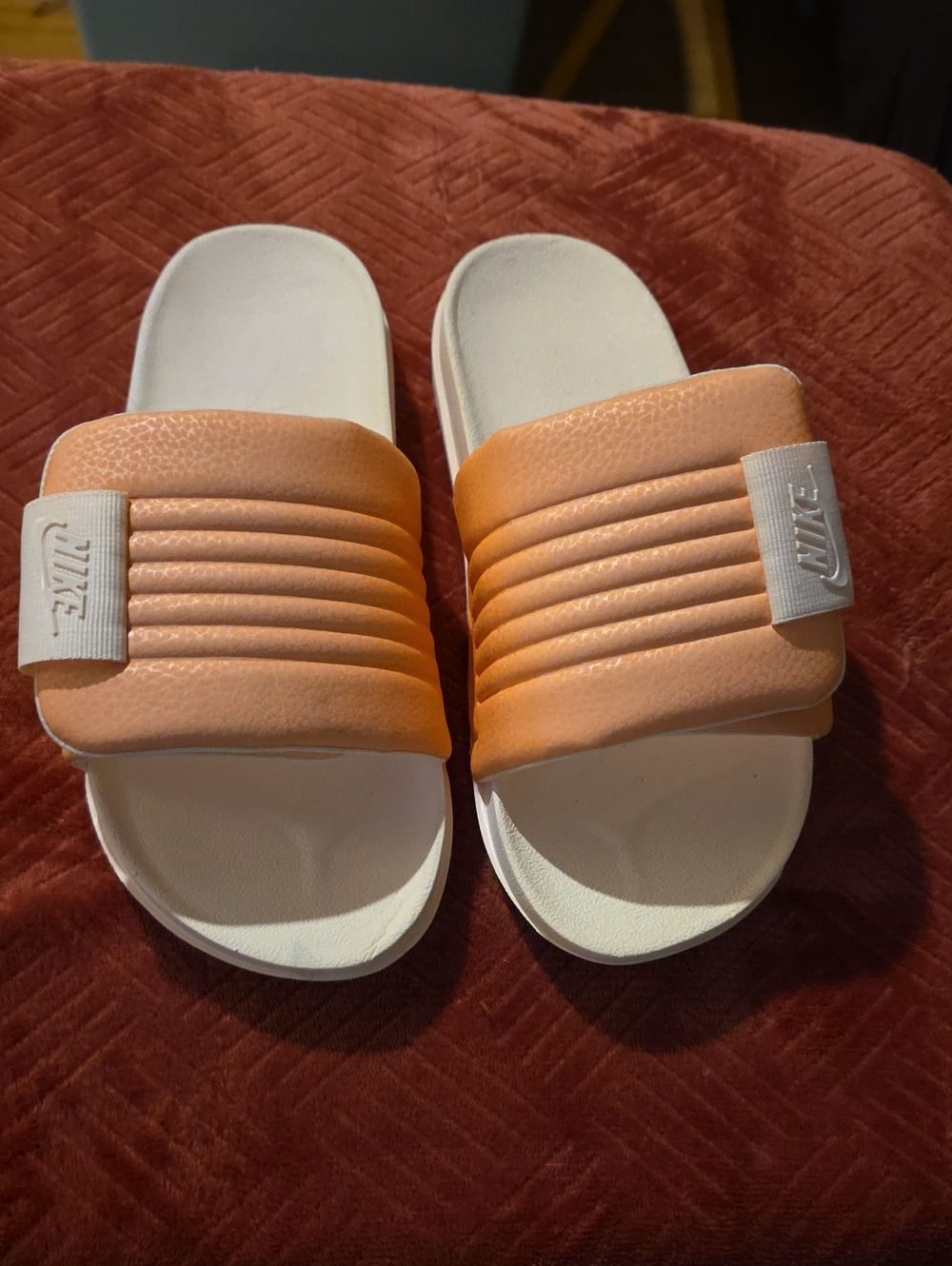 Nike Kids Peach/White Slide Sandals